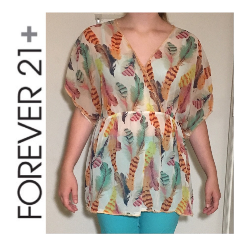 Forever 21+ Boho Feather Blouse
